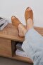 Joy Tan Color Short Heeled Women's Shoes Slipper - 6