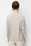 Women's Round Neck Collar Chain Trim Combed Cotton Blouse Beige - 3