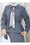 Zippered Tie-Down Detailed Shirt & Skirt with Scarf Hijab Set Rc9032 - 9