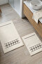 Nostra Ecru Embroidered 2-Piece 100% P Cotton Bath Mat Set, Washable