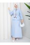 Zippered Tie-Down Detailed Shirt & Skirt with Scarf Hijab Set Rc9032 - 5