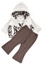 Baby Girl Ecru Brown Leopard Printed Piece Bow Set Puffer Vest Set 3-Piece Luxury Set - 2