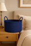 Clover Special Cotton-Handled Jute Blanket Basket Straw Toy Basket Jute Laundry Basket 40-30 - 2