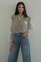 Mink Collar Sweater with Lace Hearts on the Sleeves - 1247