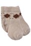 Baby Boy Gray White Brown Diamond Patterned 3-Piece Socks 0-6 Months - 4