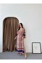 Women's Patterned V-Neck Long Dress - Comfortable Fit with Elastic Waist Maxi Dress - 2