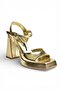 Y246055009 Gold Thick Platform Heeled Evening Dress Shoes - 4