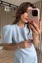 Baby Blue Balloon Sleeve Lined Mini Dress - 5