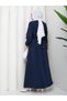Zippered Tie-Down Detailed Shirt & Skirt with Scarf Hijab Set Rc9032 - 6