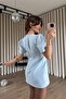 Baby Blue Balloon Sleeve Lined Mini Dress - 4