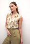 Sleeveless V-Neck Blouse - Khaki - 2