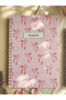Unlined 4-Pack A5 Size 60 Sheets Each 120 Sheets Spiral Cover Notebook Set Pink Heart Bow Pattern - 4