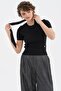 Women's Wool Piece Knitwear Scarf Detailed Design Short Sleeve Blouse - 2