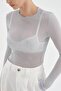 Women's Sheer Look Crew Neck Design Blouse - 6