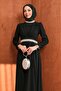 Black Collar Detail Stone Evening Dress - 2
