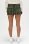 Mcpayse Dark Green Plaid Low-Rise Super Mini Skirt - 4