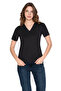 8013 Collared Tulle Detail Side Slit V-Neck Women's Tshirt - 4