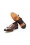 Brown Laceless Genuine Leather Men's Shoes - 3