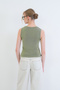 Khaki V-Neck Sleeveless Blouse Alc-X15441 - 7