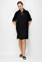 Women's Collar Embellished Dress Black - 2