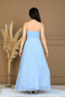 Lace Fabric Strapless Dress - Baby Blue - 8