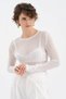 Women's Sheer Look Crew Neck Design Blouse - 5