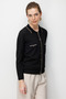Women's Polo Collar Lace-Like Knit Araboy Fine Knit Cardigan Black - 4