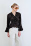Bitter Coffee V-Neck Flounce Spanish Sleeve Ruffle Blouse Alc-X15430 - 3