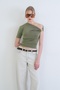 Green Asymmetric Collar Draped Sandy Blouse with Shoulder Accessories Alc-X13894 - 5