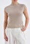 Women's Knitwear High Neck Sleeveless Design Blouse - 4