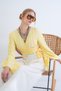 Women's yellow Double-Breasted collar spanish sleeve c Cropped blouse alc-x15427 - 2