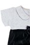 Girl's Gray Black Leather Bow Dress - 3