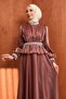 Plum Waist, Flywheel Detailed, Stoned Janjan Satin Evening Dress - 2