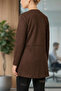 Women's Brown Waist-Stitched Long Jacket Arm-26K001091 - 3