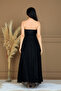 Lace Fabric Strapless Dress - Black - 7