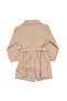 Girl's Beige Buttoned Long Sleeve Dress with Belt Buttons - 3