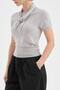 Women's Wool Piece Knitwear Scarf Detailed Design Short Sleeve Blouse - 5