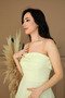 Lace Fabric Strapless Dress - Yellow - 2