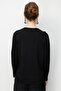 Women's Crew Neck Cardigan with Pocket and Diamond Pattern Fine Knit Black - 3