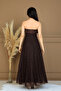 Lace Fabric Strapless Dress - Brown - 7
