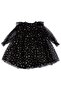 Girl's Black Gold Star Patterned Tulle Piece Dress - 2