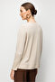 Women's Crew Neck Cardigan with Pocket and Diamond Pattern Fine Knit Beige - 3