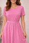 Women's Waist-Fitted Summer Dress with Back Buttons - 3