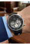 Men's Black Leather Cord Black Dial Multifunction Wristwatch 2-Year Warranty - 2