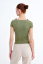 Kayık Yaka Yanı Ruched T-Shirt P0653 - 5