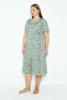 Women's Plus Size Cotton in Modal Fabric Patterned Dress 8054 - 2