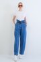 Blue High Waist Detailed Balloon Cut Jean Trousers Alc-X15436 - 5