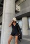 Necklace-Attached, Fitted, E Stretchy Fabric, Sweat-Proof K Ribbed Knit Short Overalls - Summer Sports Bodysuit - 6