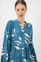 Women's Patterned Long Hijab Dress 2585 - Petrol - 2