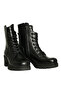 Black Leather Women's Heeled Boots - 2